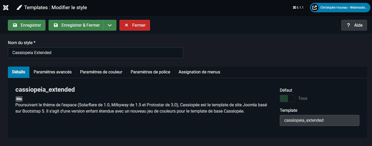 Cassiopeia Le template Joomla par défaut